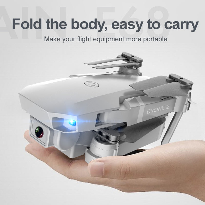 JINHENG E68 Mini RC Drone 4K, 1080P, HD Camera, Wifi, FPV, and Air Pressure Altitude  Mode. Fold-able Quad-copter.