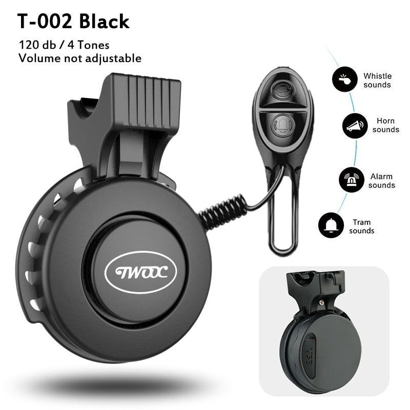 USB Rechargeable Bicycle Motorcycle Electric Bell Horn 4 Modes