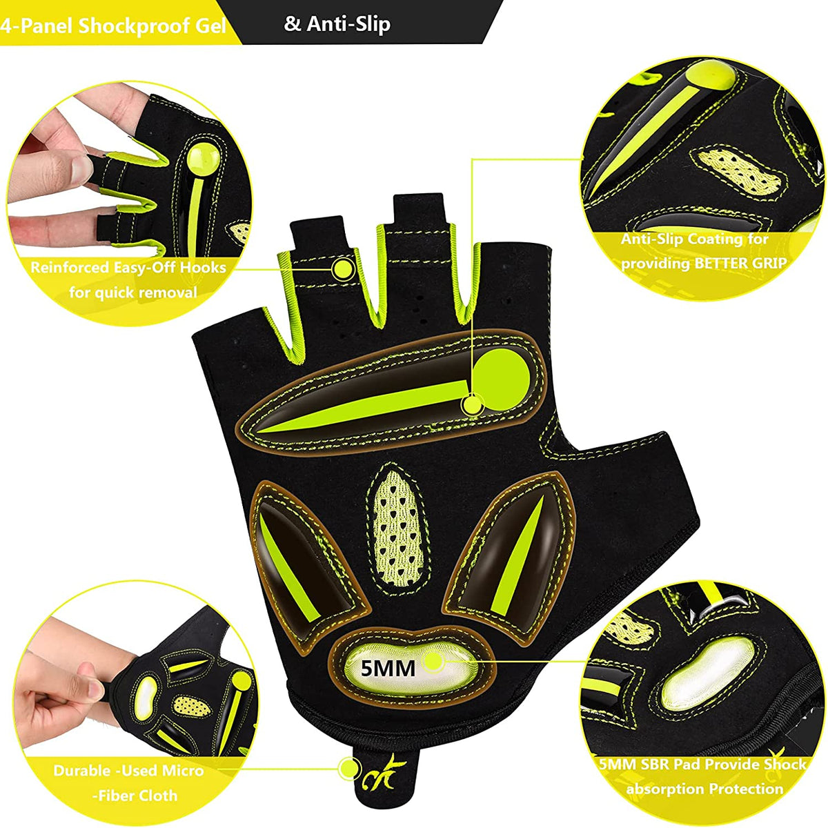 MOREOK Bike Cycling Gloves Half Finger Breathable 5MM Gel Pads  Bicycle Gloves Shock-Absorbing Mountain Bike Road Biking Gloves