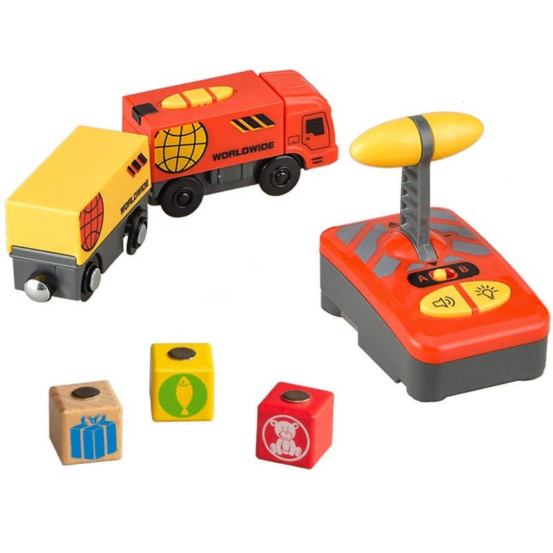 RC Electric Train Set Remote Control Locomotive Magnetic Train Diecast Slot Toy Fit for Wooden Train Railway