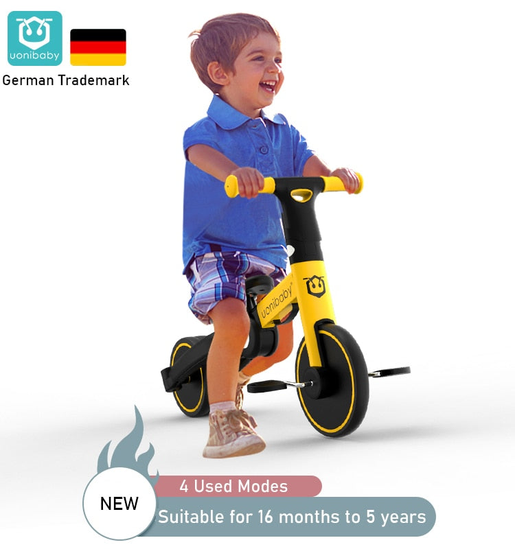 4 in 1  Baby Tricycle Sturdy Detachable  Bicycle with Push Handle Multifunctional Toddler Balance Bike For 1-4 Years Old