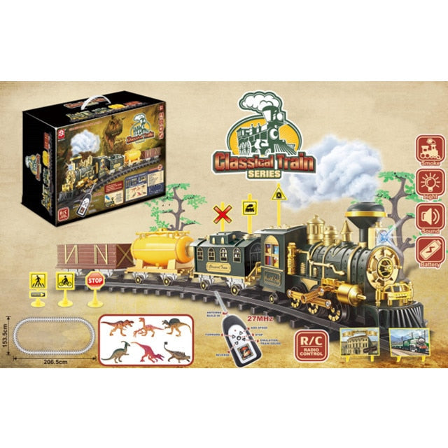 Children's Electric Smoking Rail RC Car Sound Light Music Parent-Child Interaction DIY Assembly Steam Remote Control Train Toy