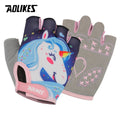 AOLIKES Kids Cycling Gloves,  Half Finger Skate Child Mountain Bike Gloves for Boys and Girls.