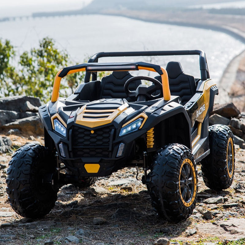 Bluetooth Music LED Lights Kids Ride On Car UTV Truck with Remote Control 4WD/2WD Switchable Electric Vehicle with Safety Belt