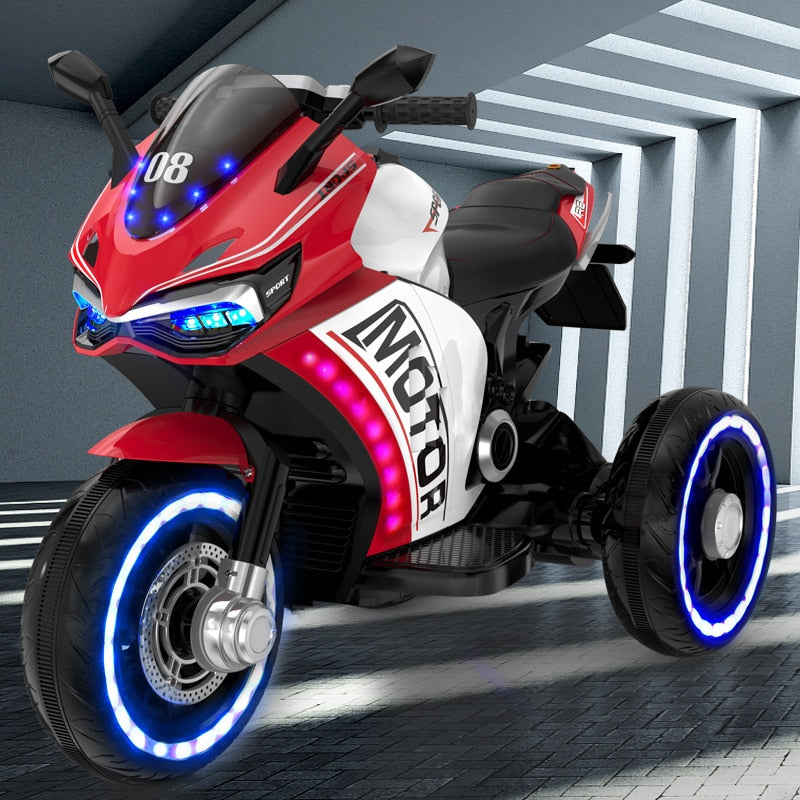 12V7AH Electric Ride-On Motorcycle for Ages 3-6 - w/ Training Wheels, Manual Throttle Control & Glowing LED Wheel Lights