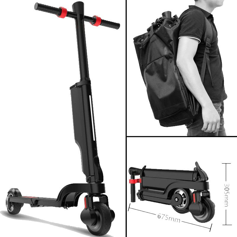 X6 Electric Scooter with 36V/5Ah Removable Battery 250W Motor Foldable Frame - Max Speed 25km/h Mileage 15-20Km Dual Lights