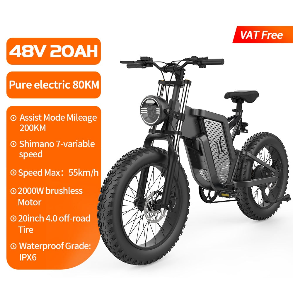 Electric Bicycle 48V 35AH Lithium Battery  Mountain E-bike 20 Inch