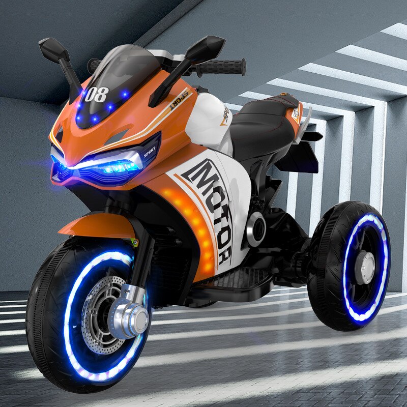 12V7AH Electric Ride-On Motorcycle for Ages 3-6 - w/ Training Wheels, Manual Throttle Control & Glowing LED Wheel Lights