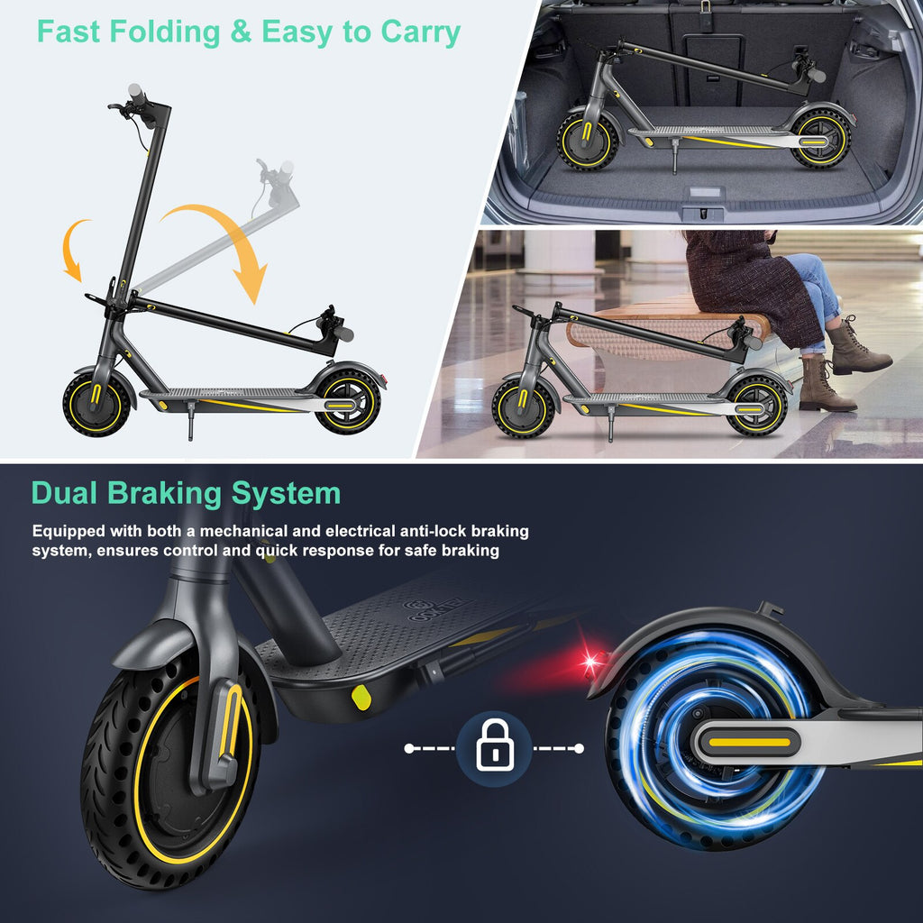 LADPED LPMAX 10" tires Folding Electric Scooter 22MPH Max Speed 500W 14.5AH 28Miles Long Range Dual Shock Absorber EScooter